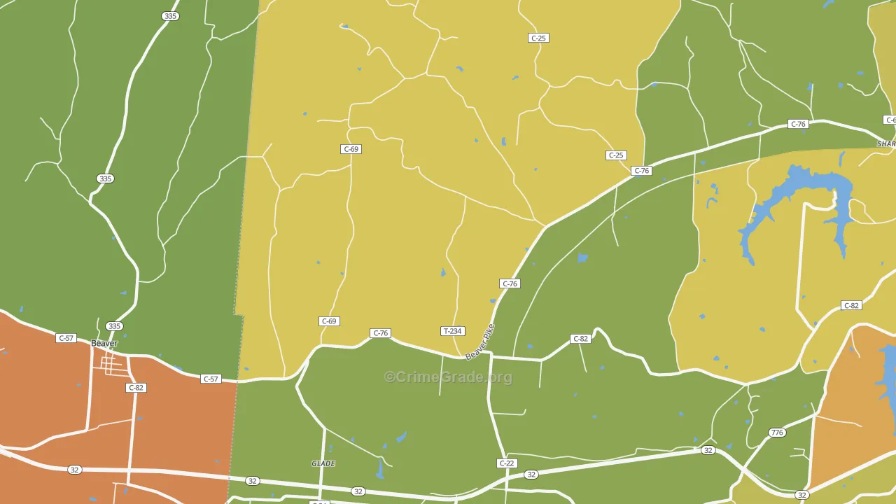 Glade, OH Map of Robbery Rates