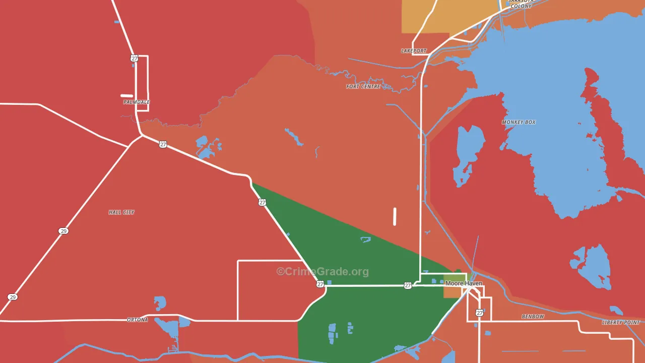 Glades County, FL Map of Robbery Rates