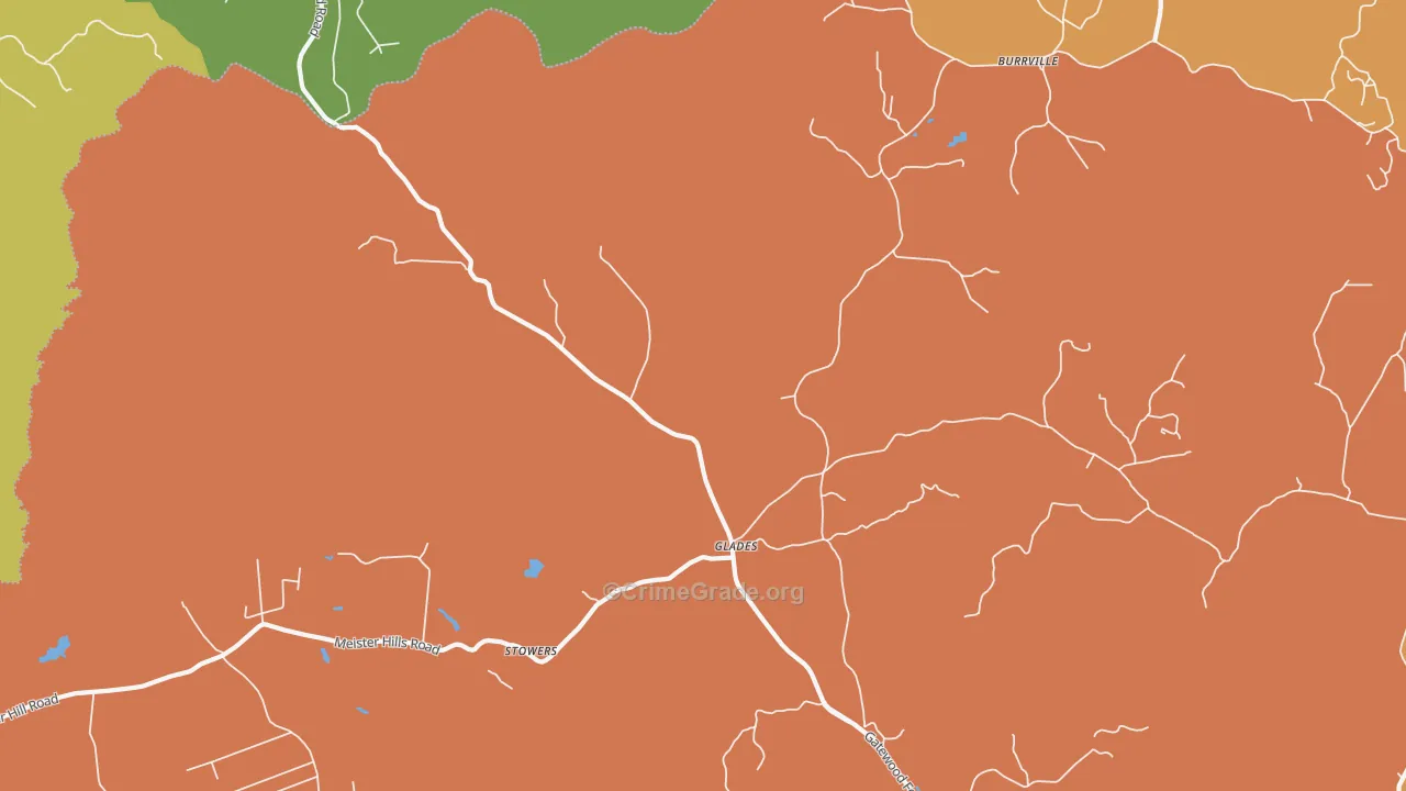 Glades, TN Map of Robbery Rates