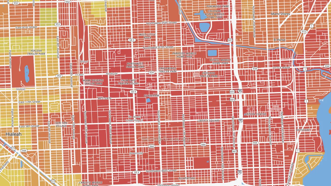Gladeview, FL Map of Robbery Rates