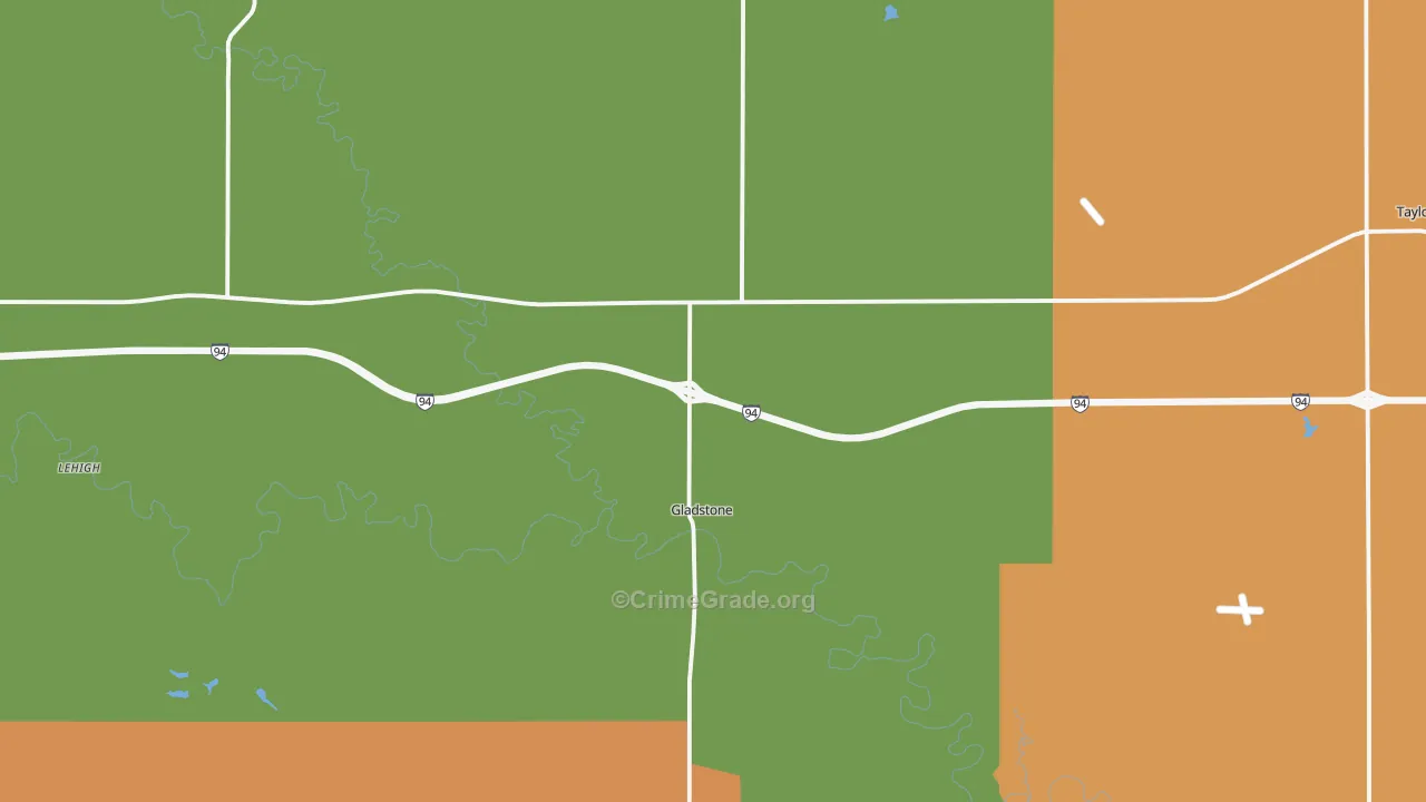 Gladstone, ND Map of Robbery Rates
