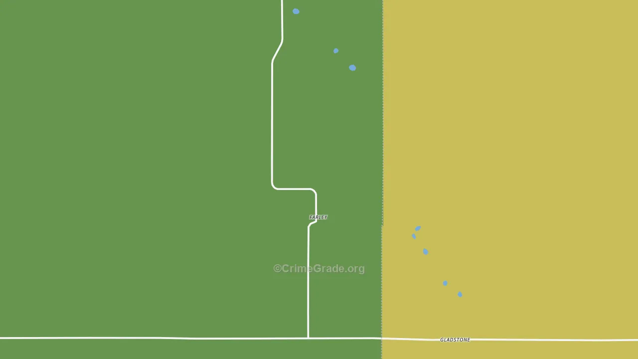 Gladstone, NM Map of Robbery Rates