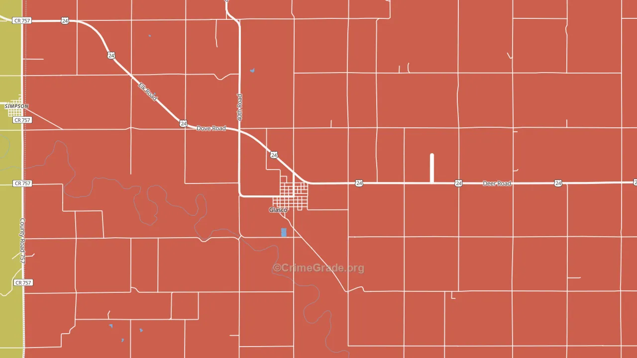 Glasco, KS Map of Robbery Rates