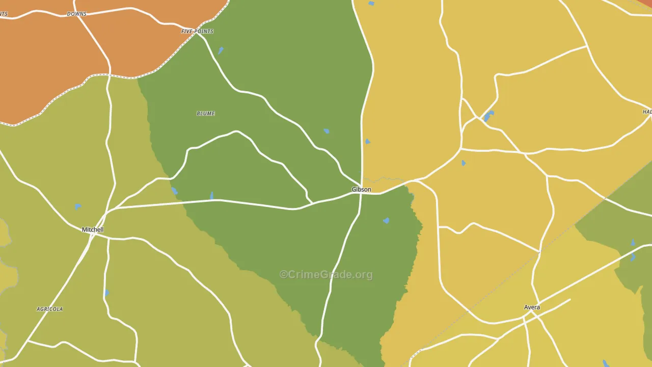 Glascock County, GA Map of Robbery Rates