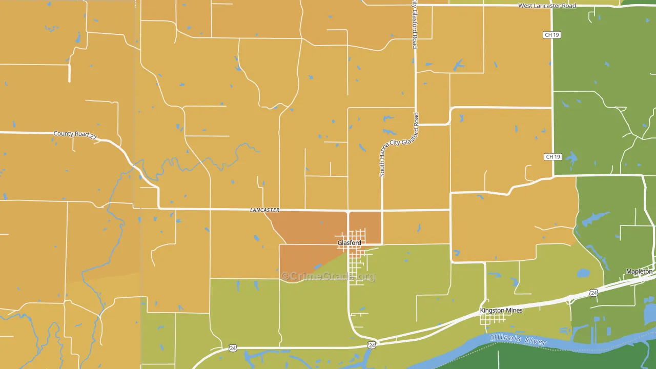 Glasford, IL Map of Robbery Rates