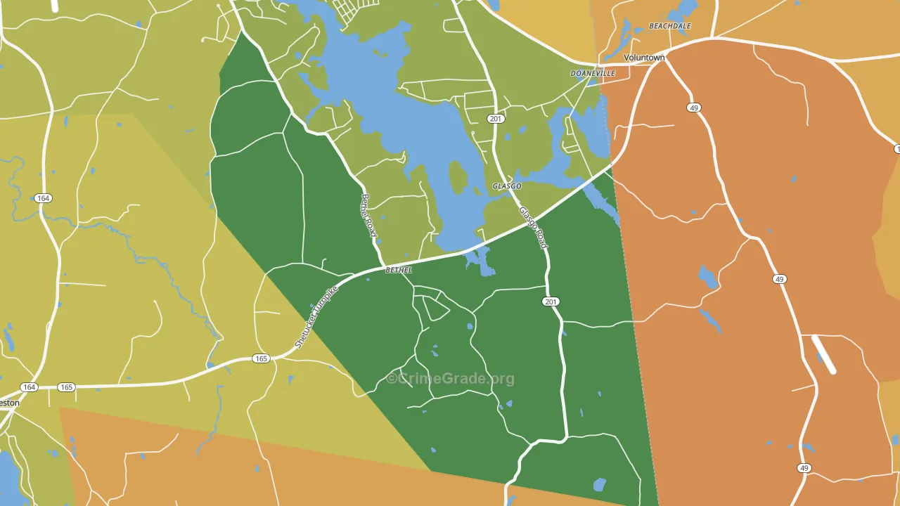 Glasgo, CT Map of Robbery Rates