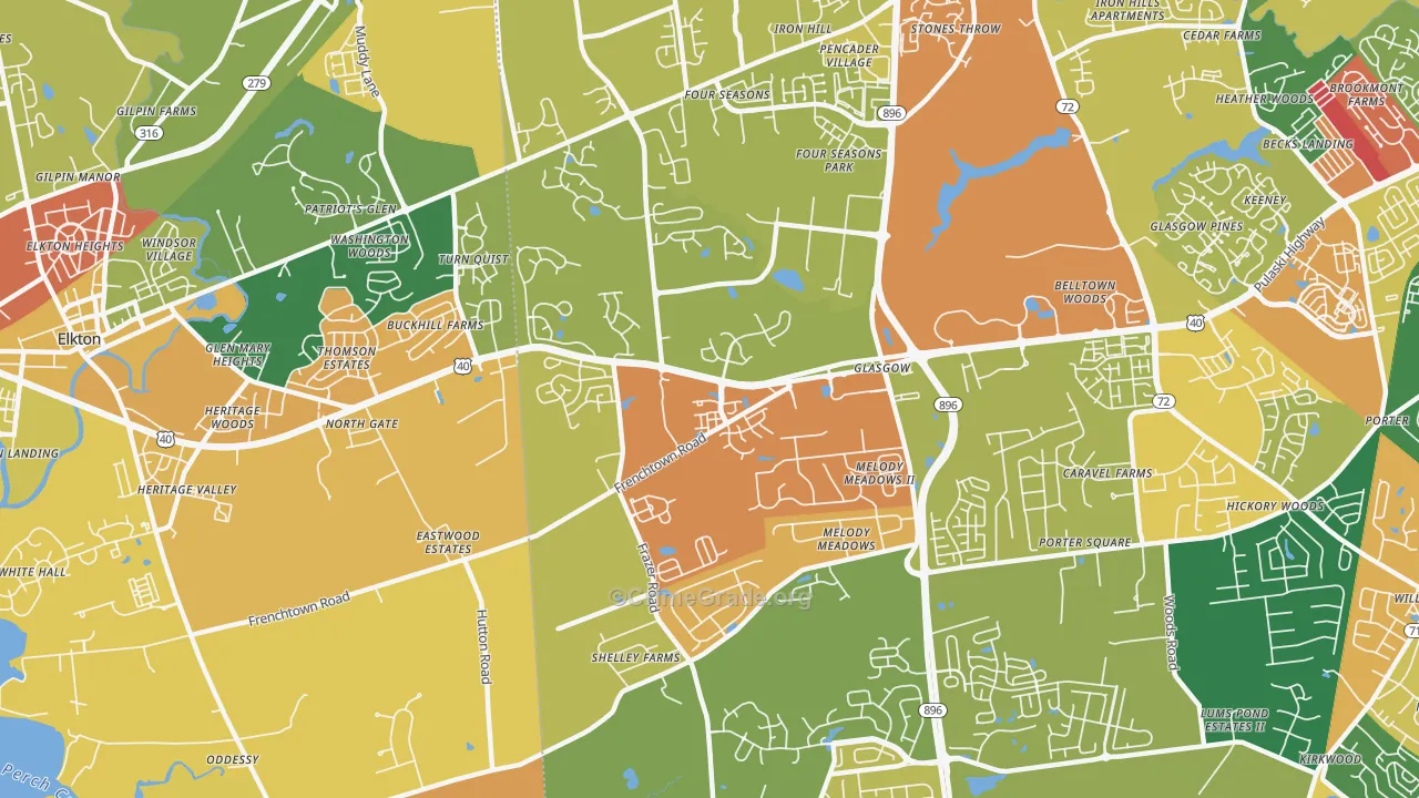 Glasgow, DE Map of Robbery Rates