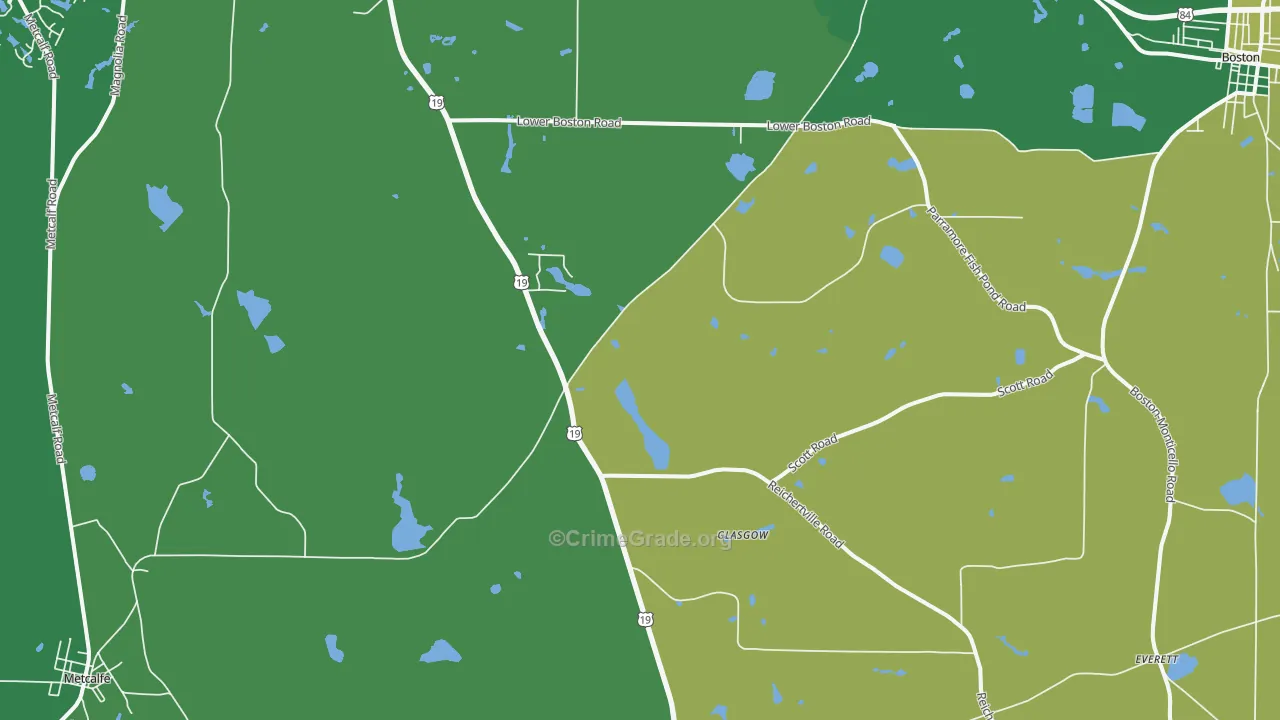 Glasgow, GA Map of Robbery Rates