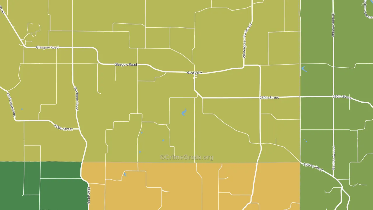 Glasgow, IA Map of Robbery Rates
