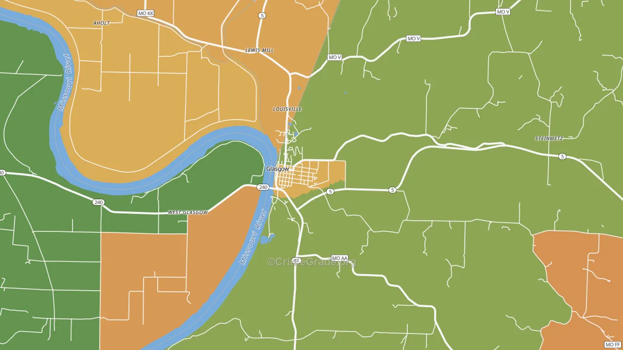 Glasgow, MO Map of Robbery Rates