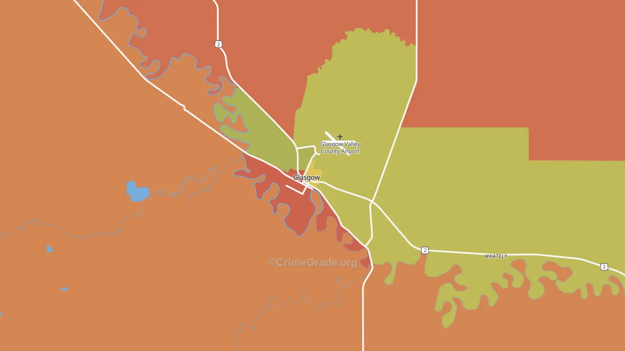 Glasgow, MT Map of Robbery Rates