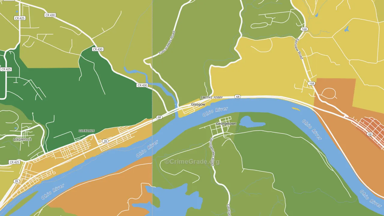 Glasgow, PA Map of Robbery Rates