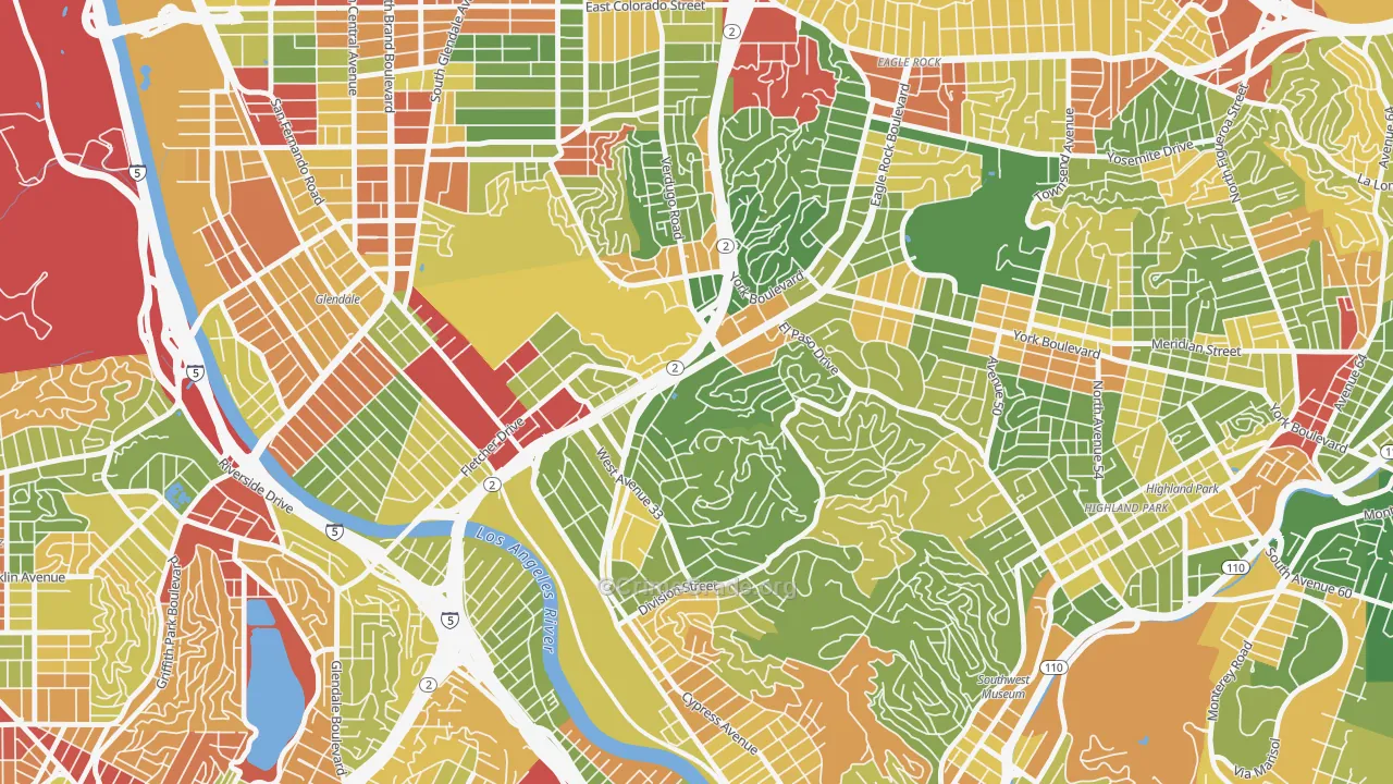 Glassell Park, Los Angeles, CA Map of Robbery Rates