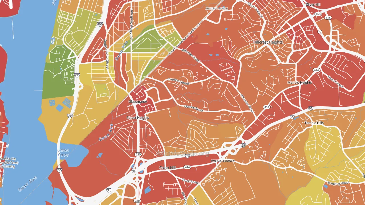 Glassmanor, MD Map of Robbery Rates