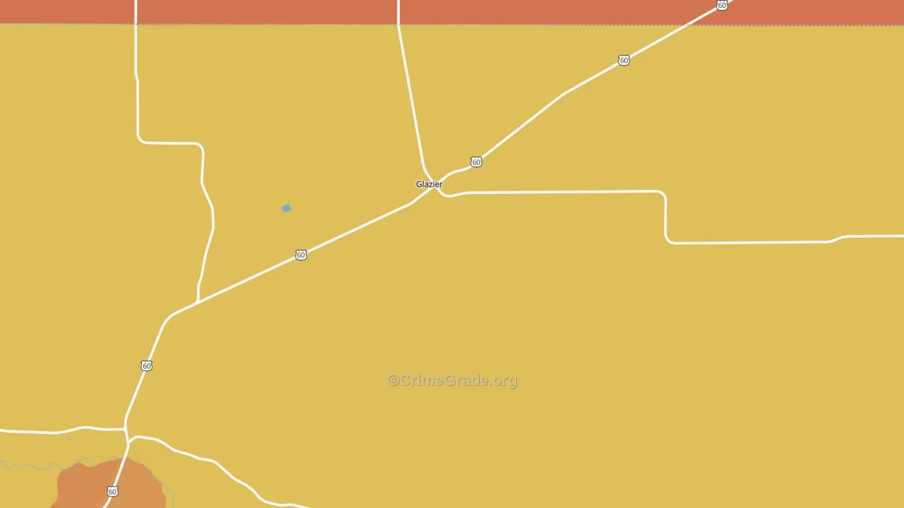 Glazier, TX Map of Robbery Rates