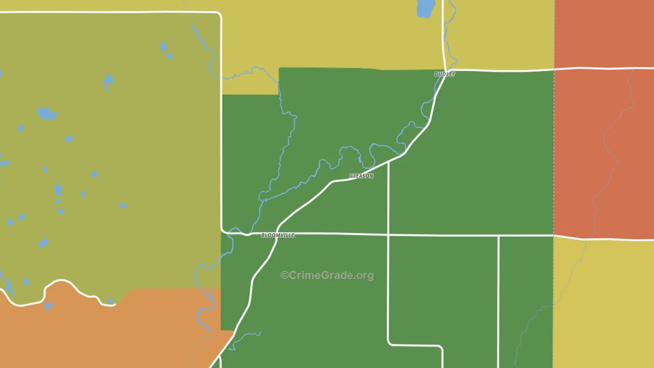 Gleason, WI Map of Robbery Rates