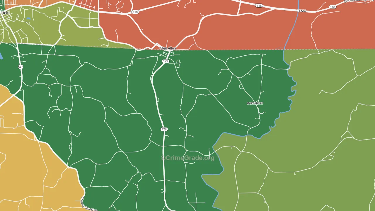 Glen Allen, AL Map of Robbery Rates