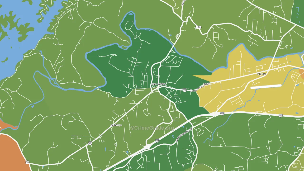 Glen Alpine, NC Map of Robbery Rates