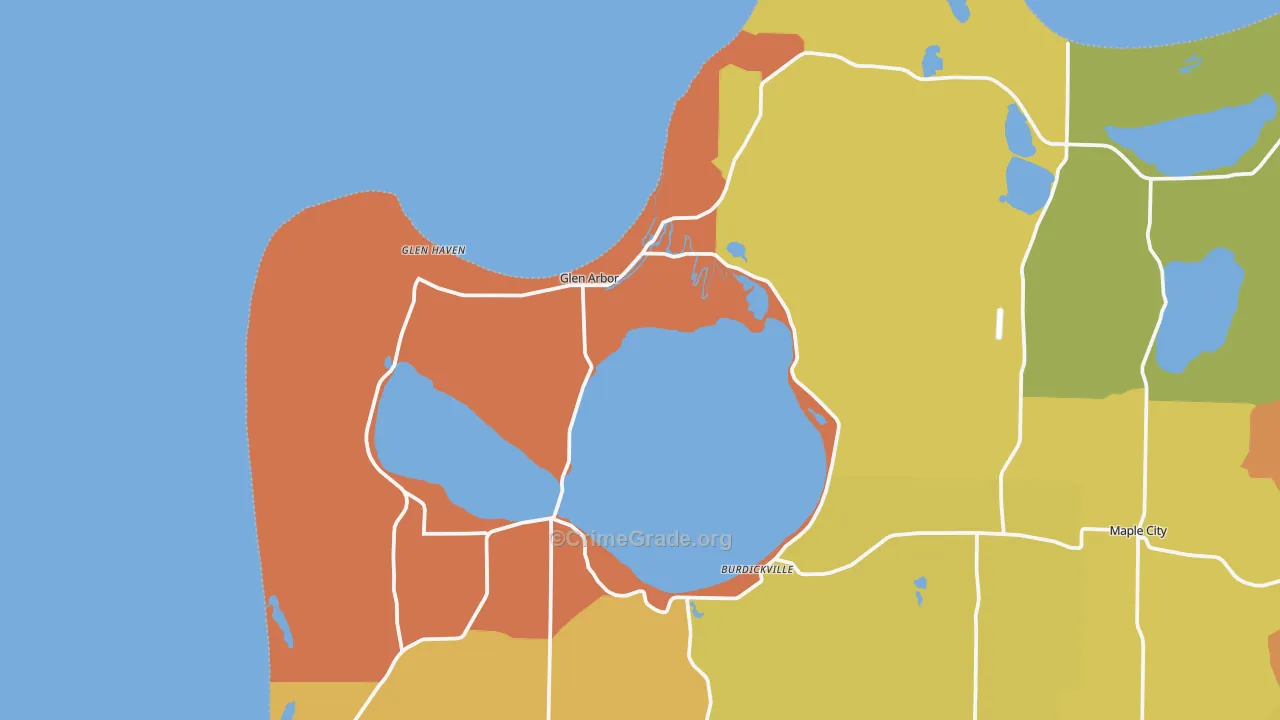 Glen Arbor, MI Map of Robbery Rates