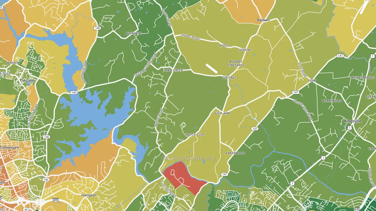 Glen Arm, MD Map of Robbery Rates