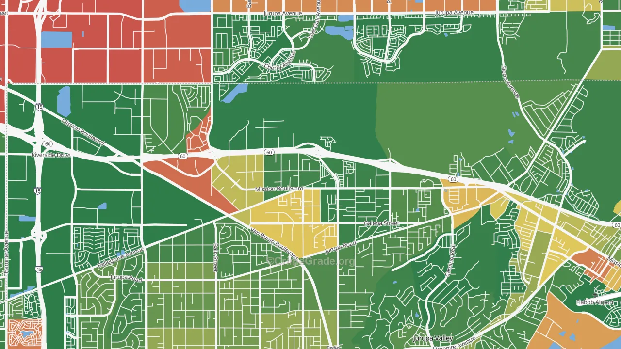 Glen Avon, CA Map of Robbery Rates