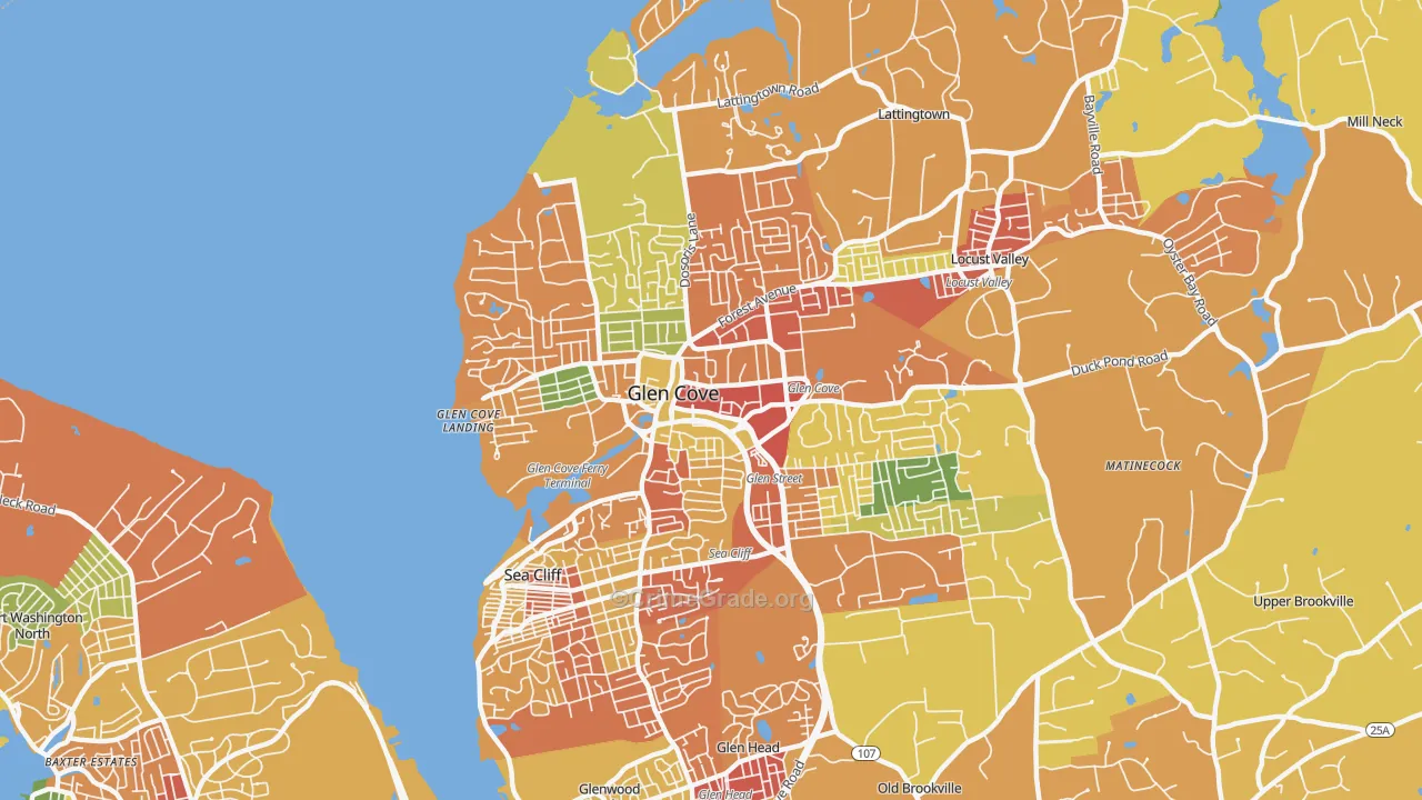 Glen Cove, NY Map of Robbery Rates