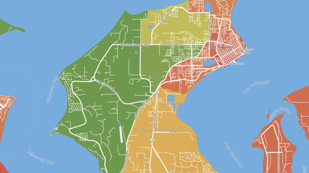 Glen Cove, WA Map of Robbery Rates