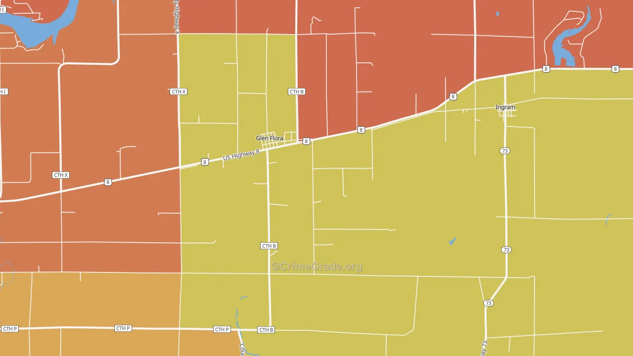 Glen Flora, WI Map of Robbery Rates