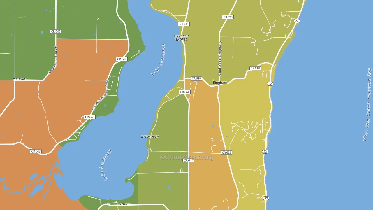 Glen Haven, MI Map of Robbery Rates