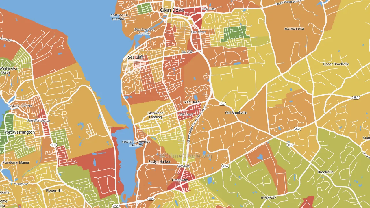 Glen Head, NY Map of Robbery Rates