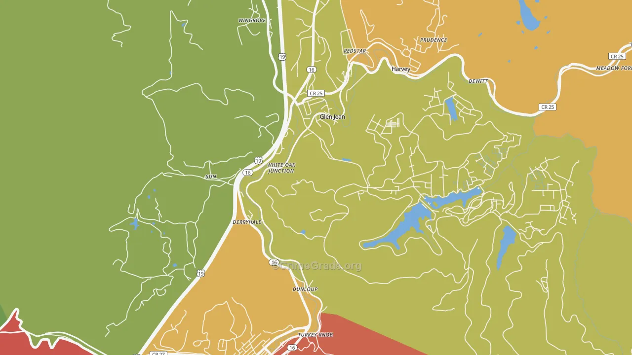 Glen Jean, WV Map of Robbery Rates