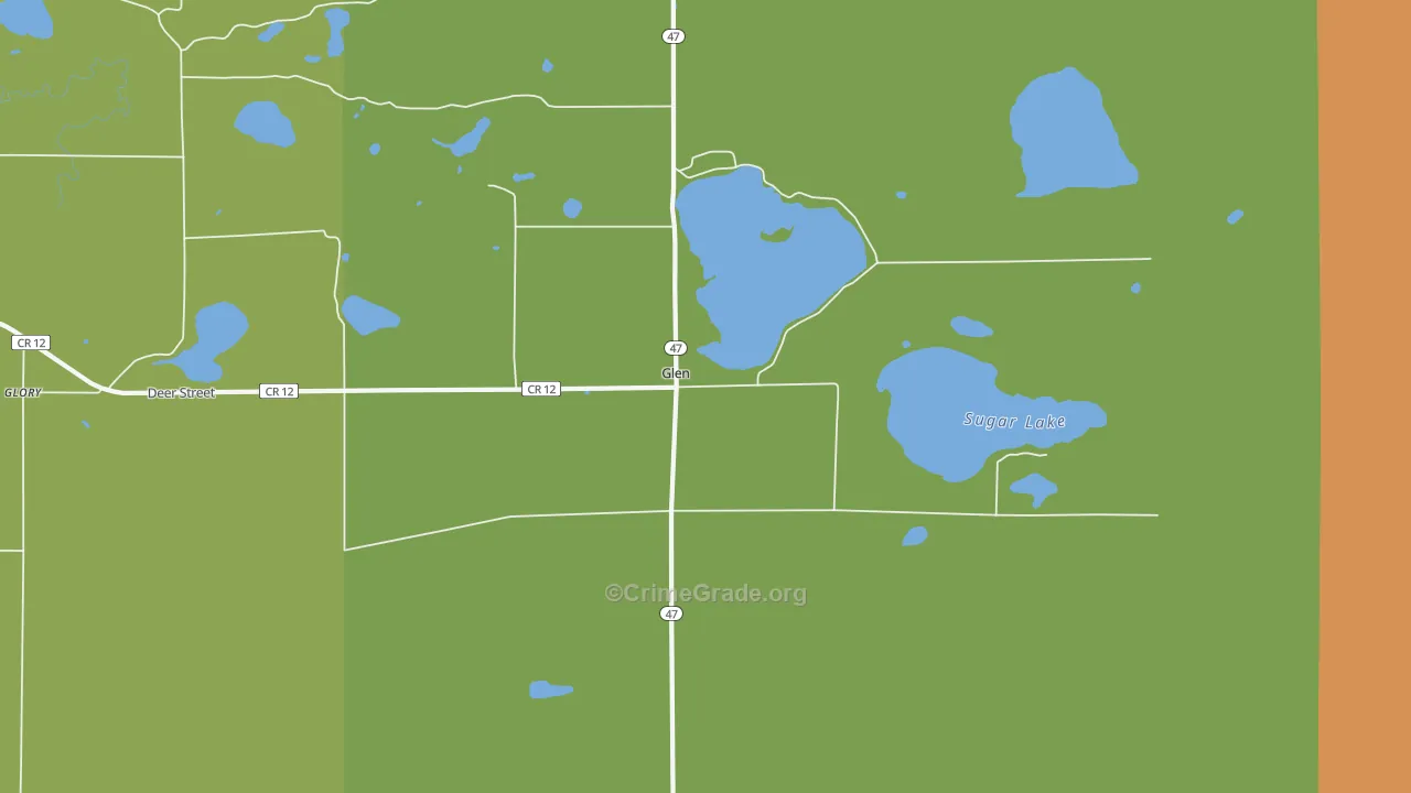 Glen, MN Map of Robbery Rates