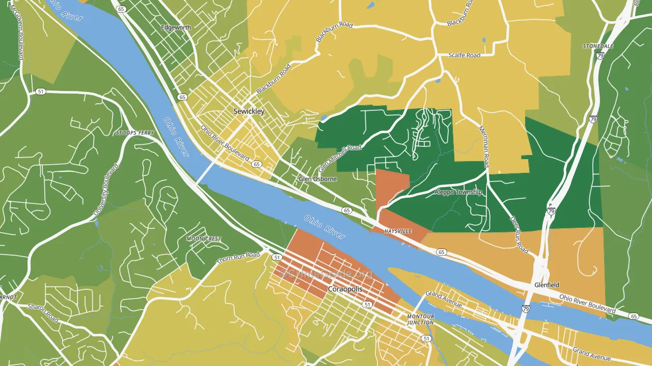 Glen Osborne, PA Map of Robbery Rates