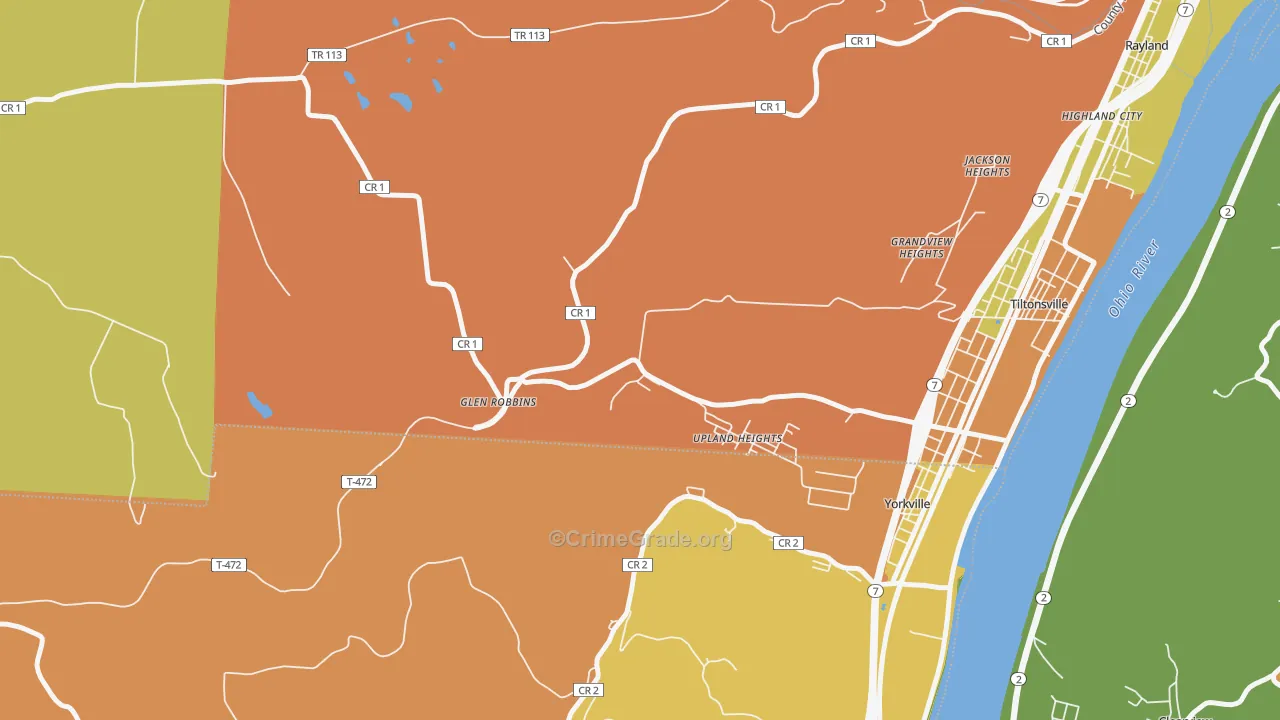 Glen Robbins, OH Map of Robbery Rates