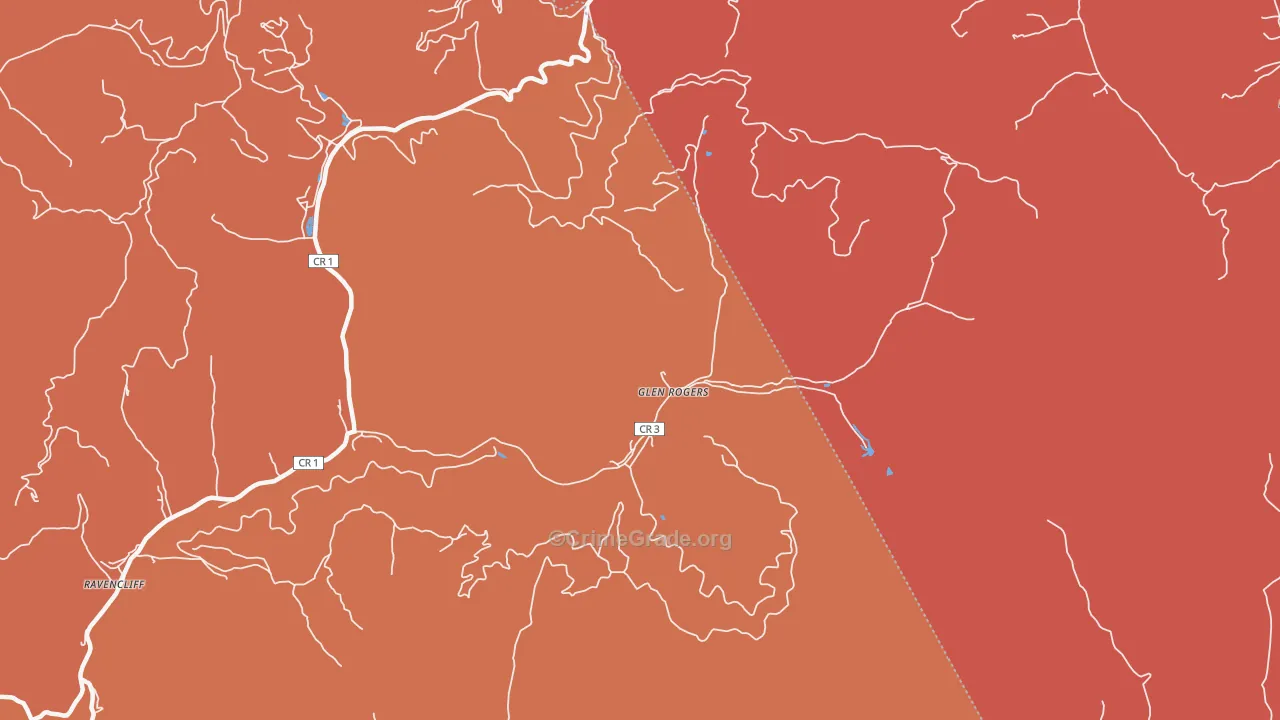 Glen Rogers, WV Map of Robbery Rates