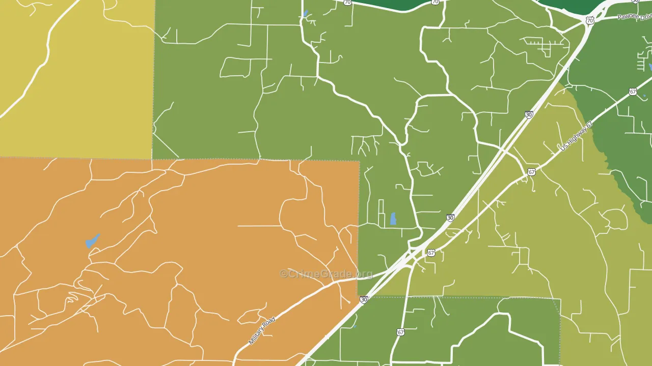 Glen Rose, AR Map of Robbery Rates