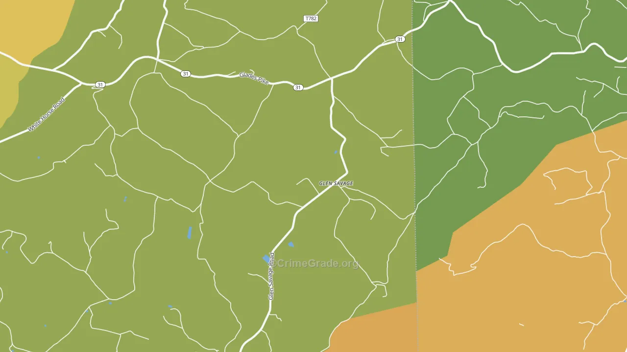 Glen Savage, PA Map of Robbery Rates