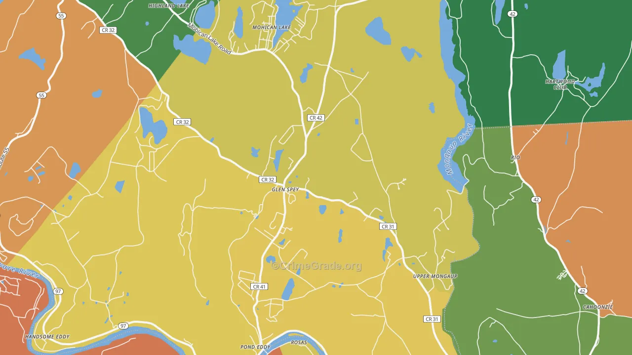 Glen Spey, NY Map of Robbery Rates