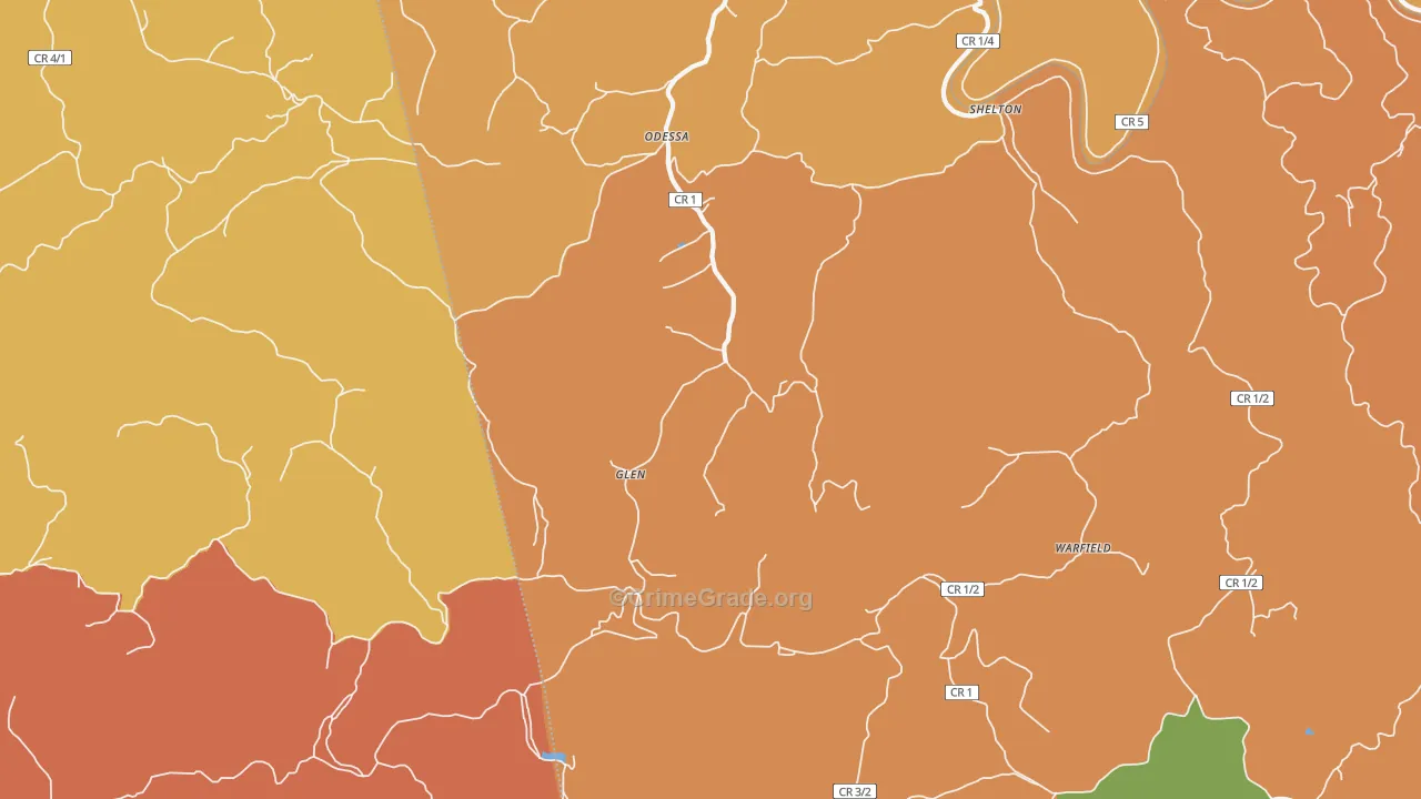 Glen, WV Map of Robbery Rates