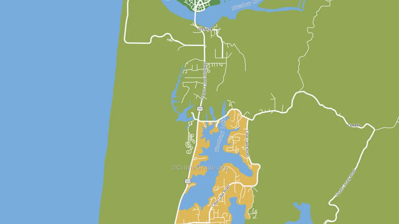 Glenada, OR Map of Robbery Rates