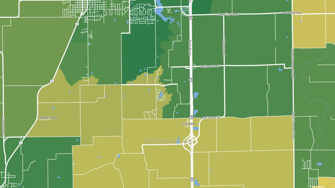 Glenarm, IL Map of Robbery Rates
