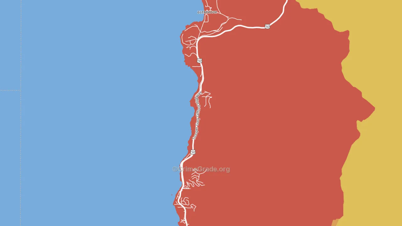Glenbrook, NV Map of Robbery Rates