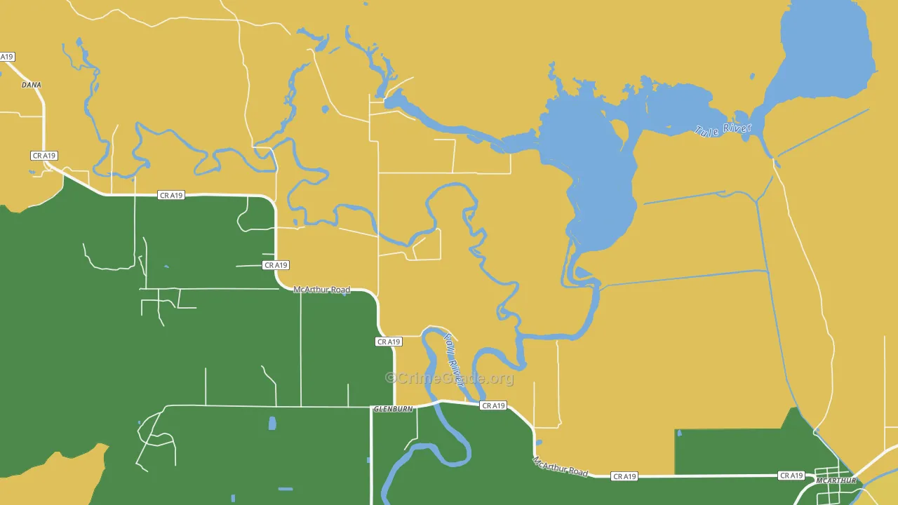 Glenburn, CA Map of Robbery Rates