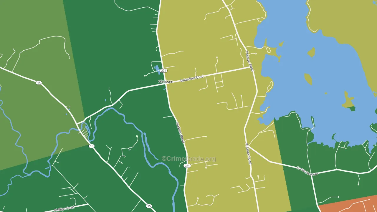 Glenburn Center, ME Map of Robbery Rates