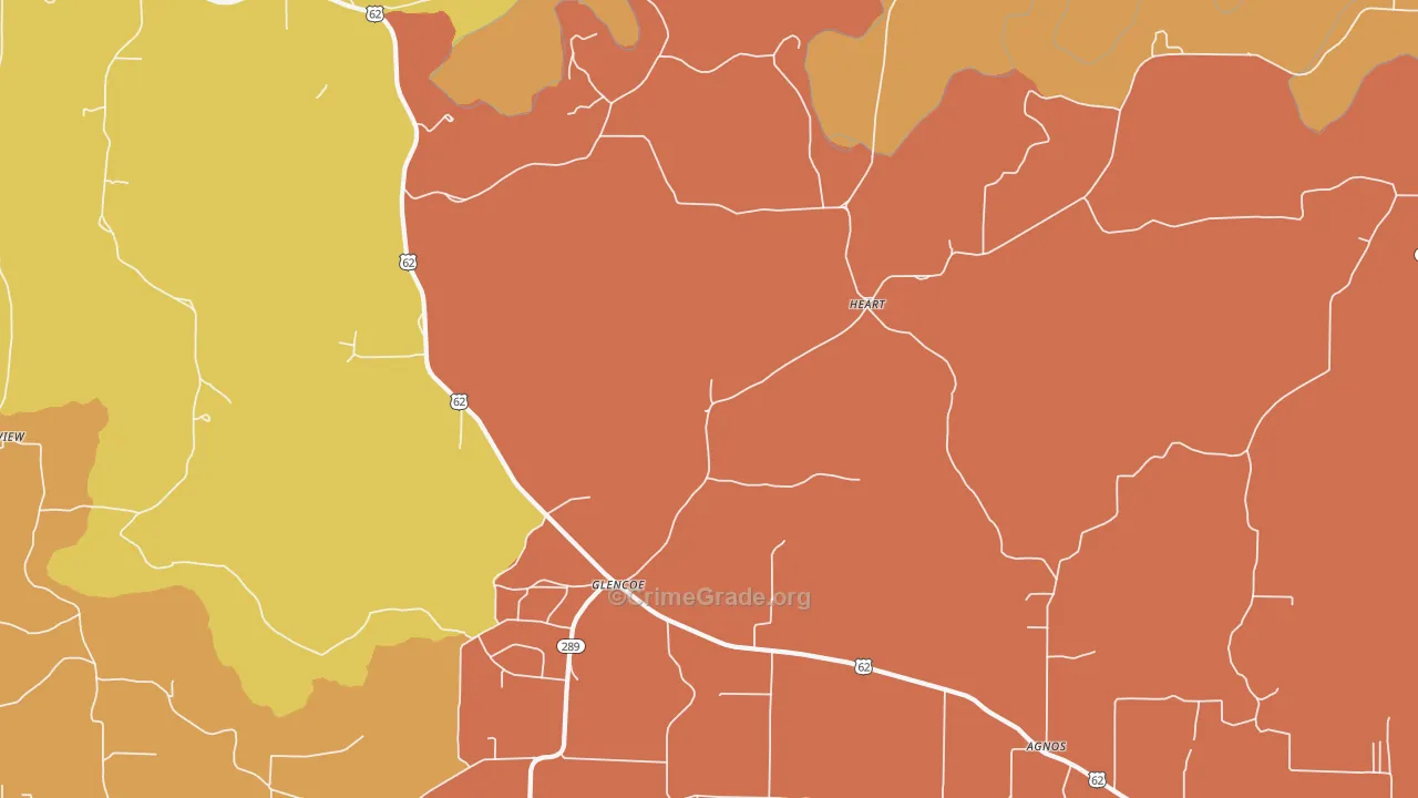 Glencoe, AR Map of Robbery Rates