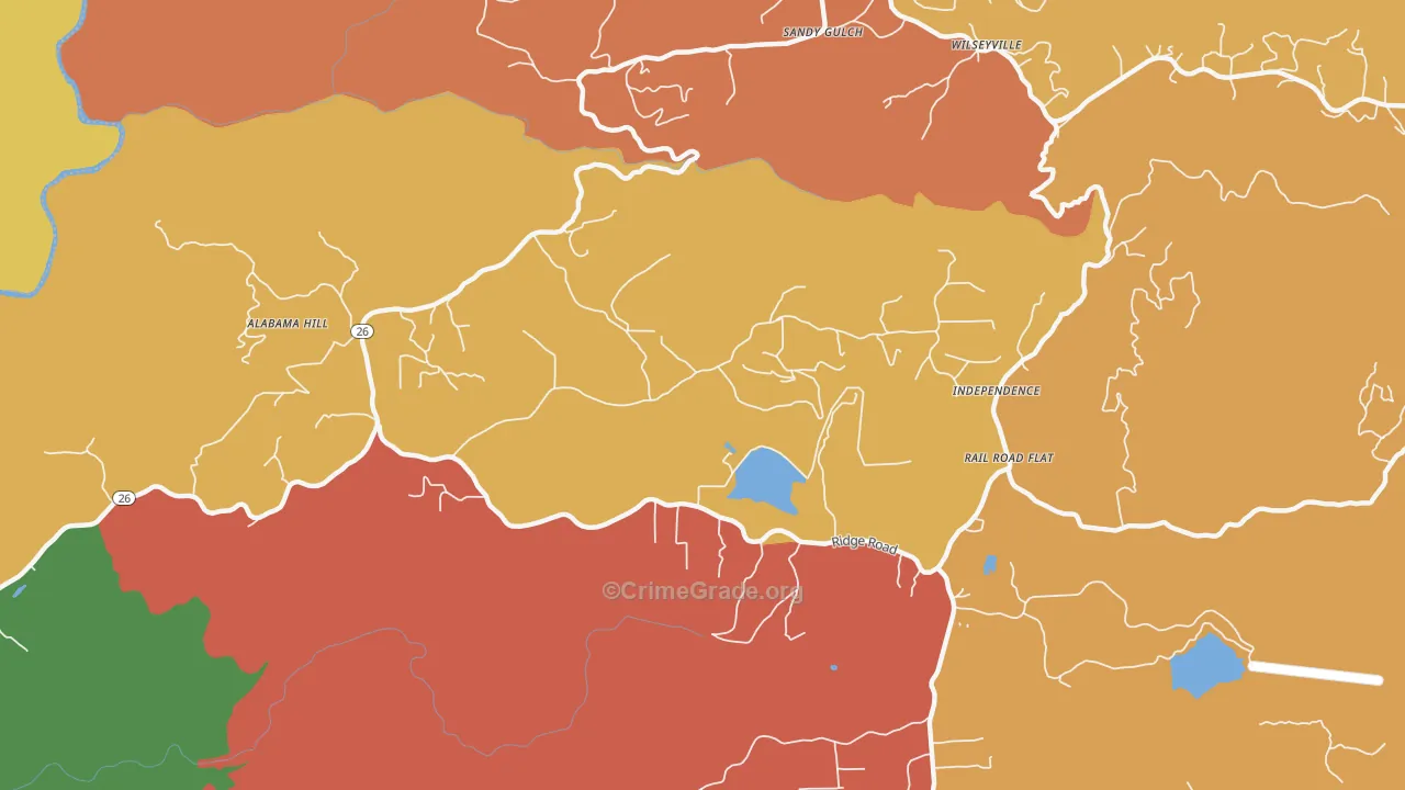 Glencoe, CA Map of Robbery Rates