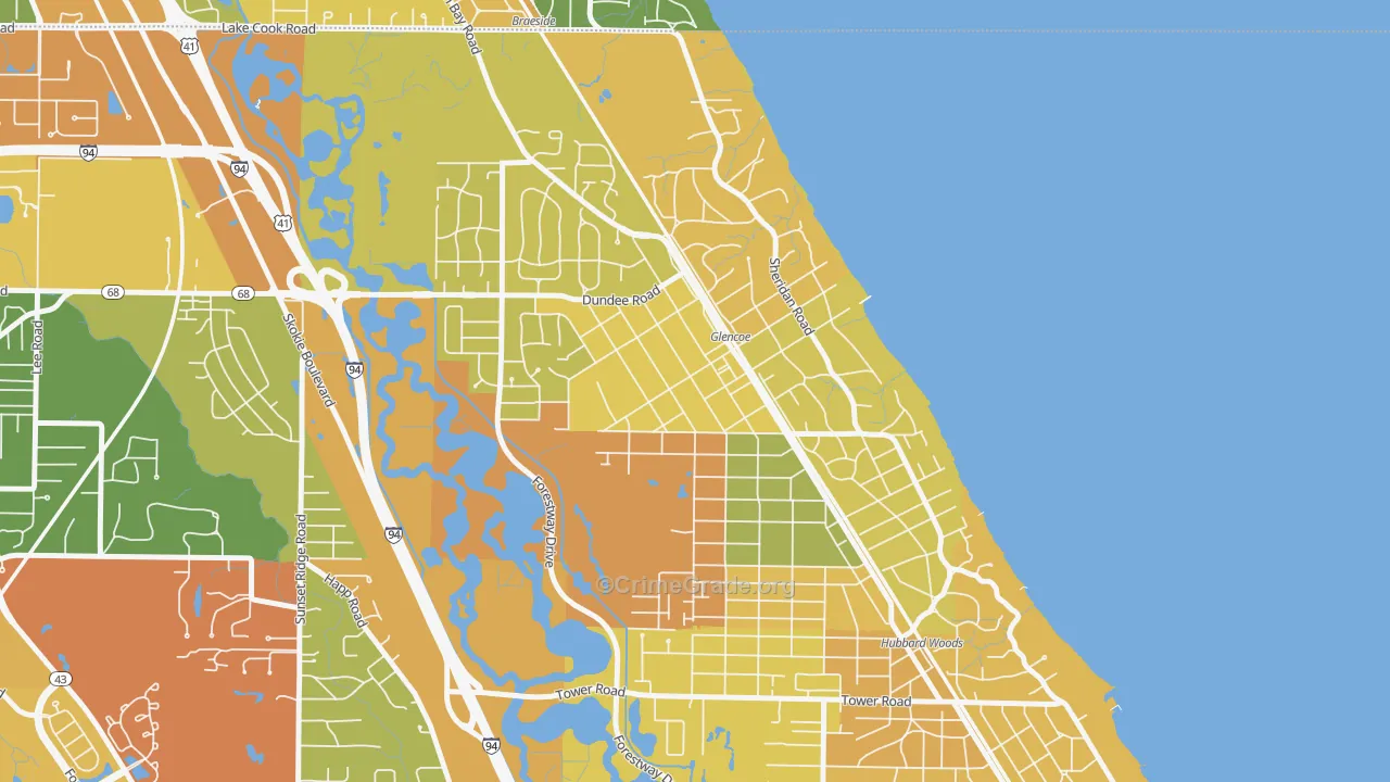 Glencoe, IL Map of Robbery Rates