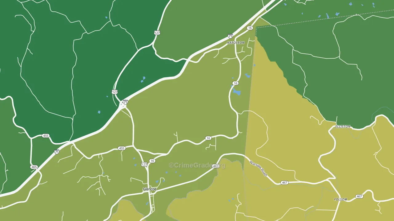 Glencoe, KY Map of Robbery Rates