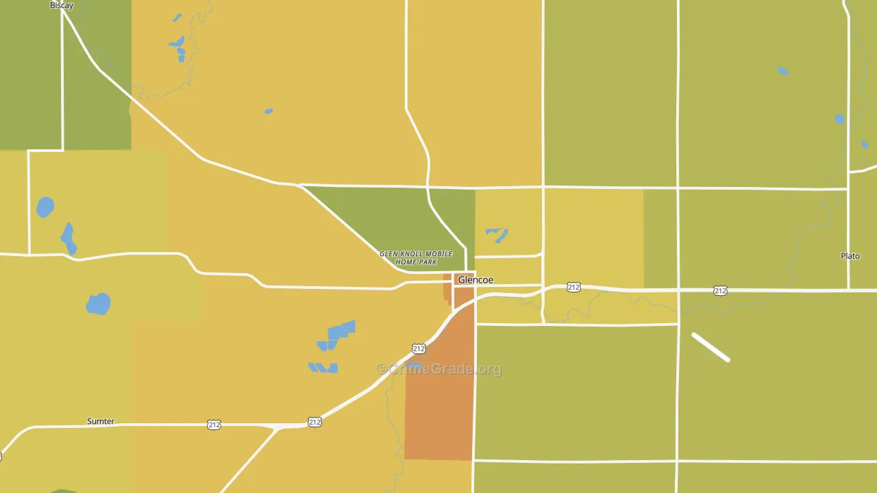 Glencoe, MN Map of Robbery Rates