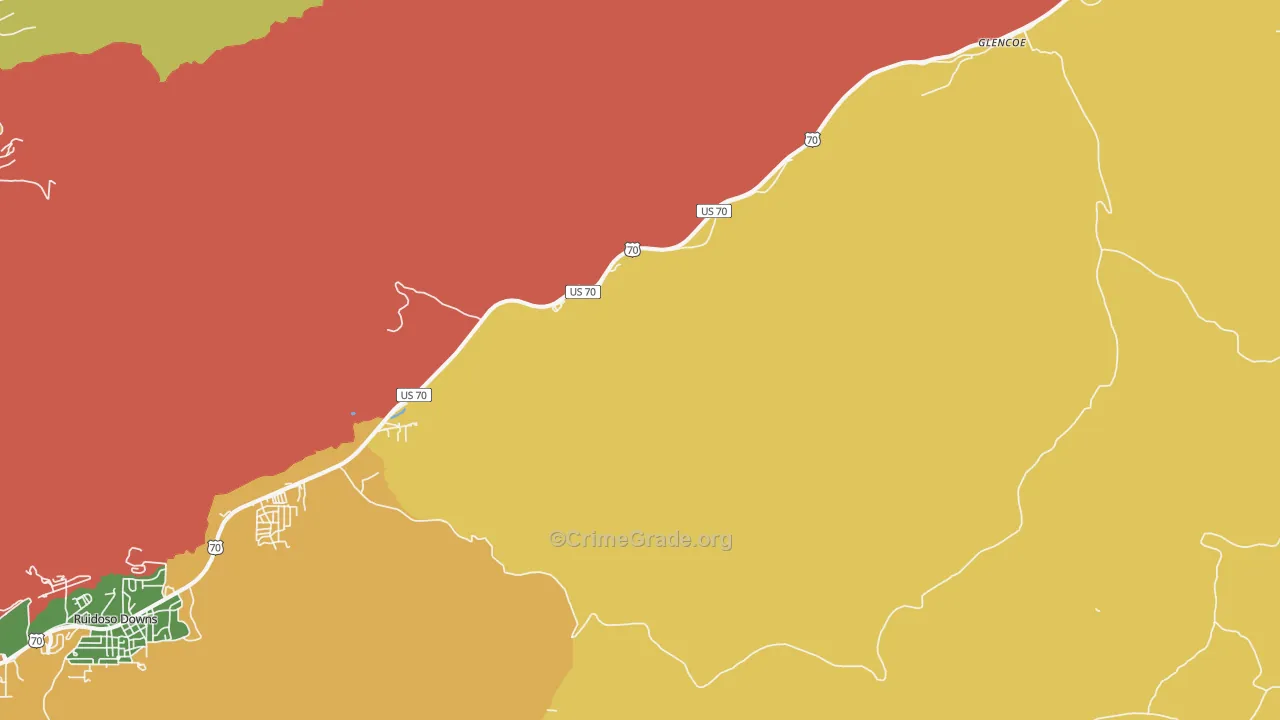 Glencoe, NM Map of Robbery Rates